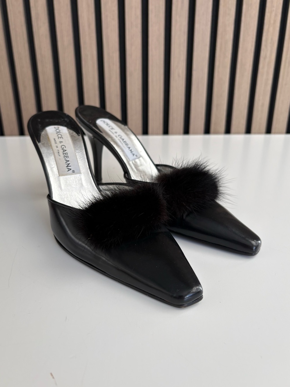Auth VTG DOLCE & GABBANA Fur Leather Heels
